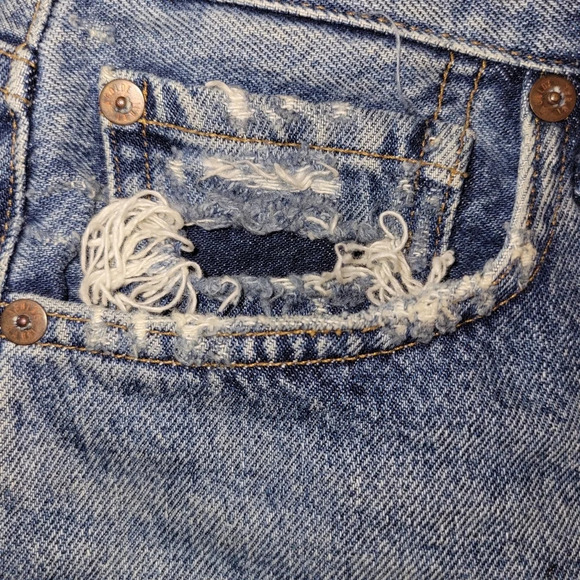 Agolde parker denim jean shorts medium blue size 26 summer beach bohemian - Picture 2 of 6